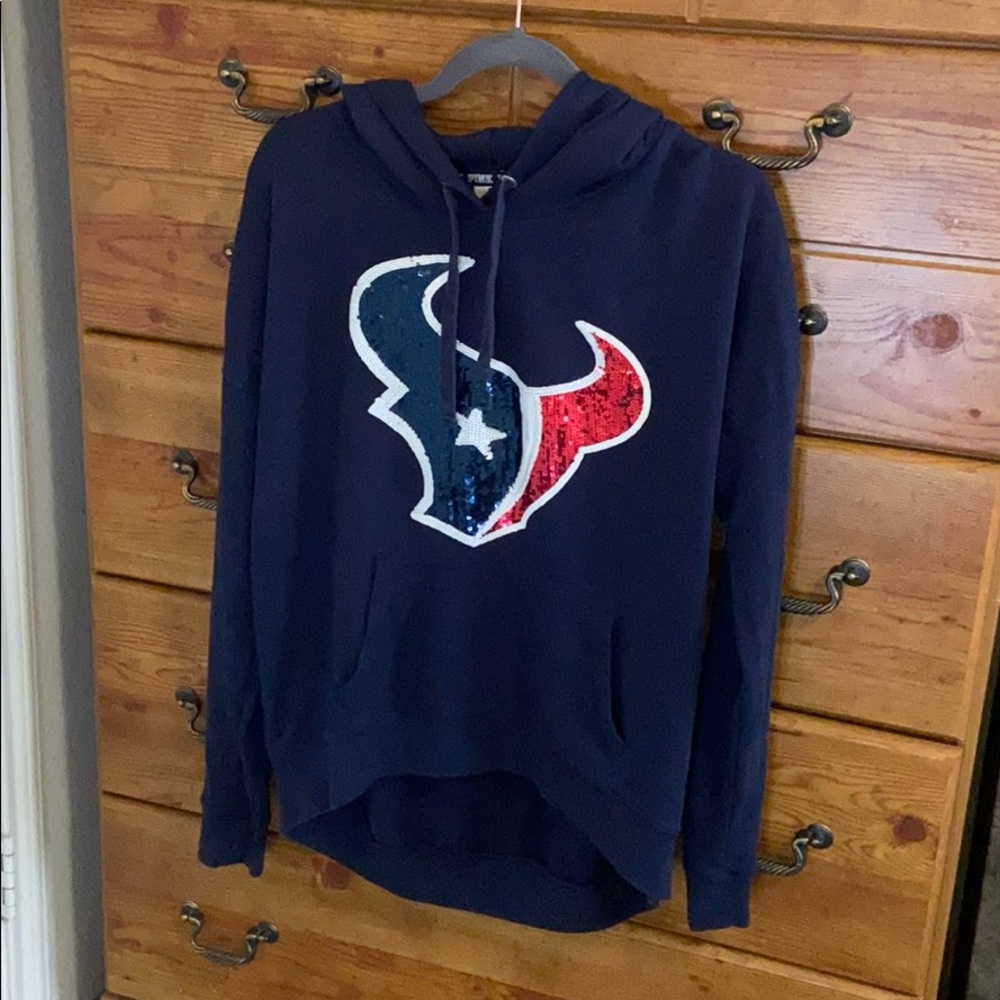 PINK Texans Sequined Hoodie - Navy Blue and Red